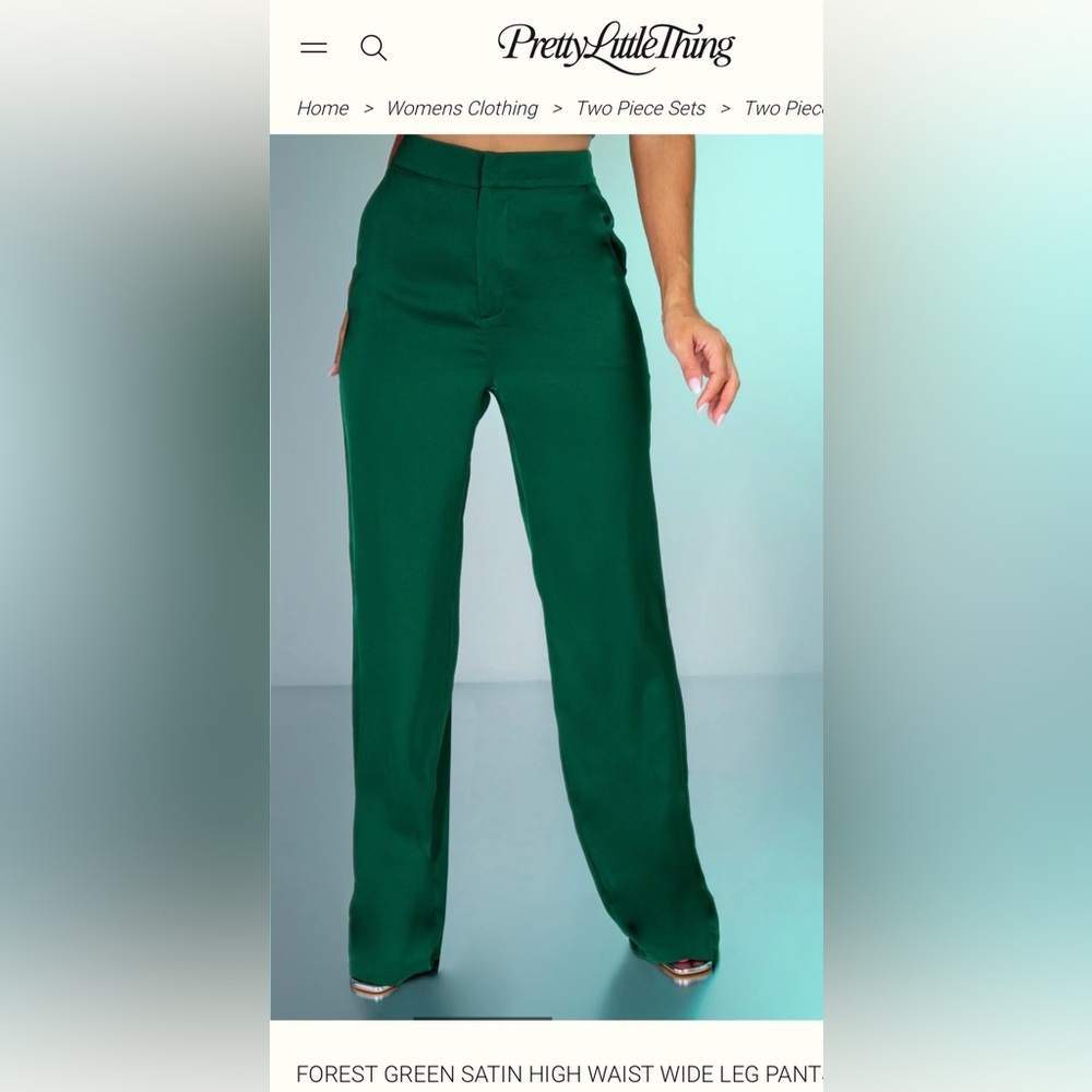 PrettyLittleThing Emerald Wide Leg Pants